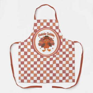 Cute Thanksgiving Turkey Cartoon – “Gobble Gobble” Apron
