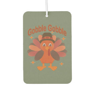 Cute Thanksgiving Turkey Cartoon – “Gobble Gobble” Car Air Freshener
