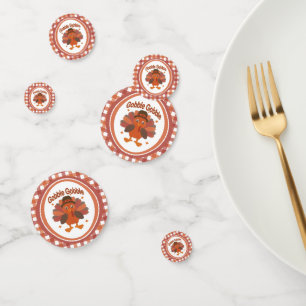 Cute Thanksgiving Turkey Cartoon – “Gobble Gobble” Confetti