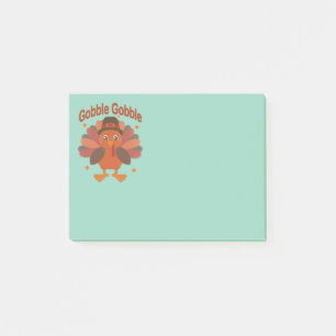 Cute Thanksgiving Turkey Cartoon – “Gobble Gobble” Post-it Notes