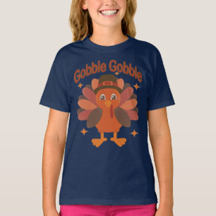 Cute Thanksgiving Turkey Cartoon – “Gobble Gobble” T-Shirt