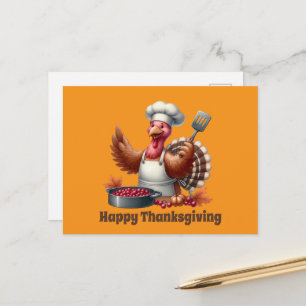 Cute Thanksgiving turkey customisable Holiday Postcard