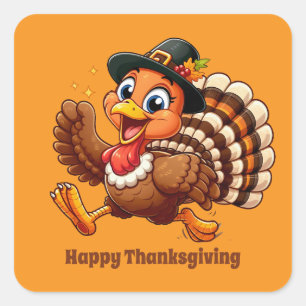Cute Thanksgiving turkey customisable Square Sticker