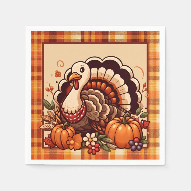 Cute Thanksgiving turkey dinner party  Napkin (Front)