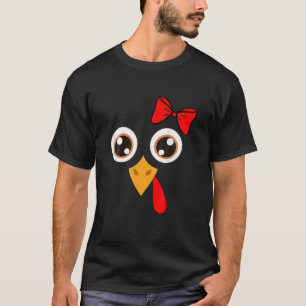 Cute Thanksgiving Turkey Face Women Girls Turkey D T-Shirt