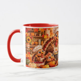 Cute Thanksgiving Turkey Family Fall Coffee Mug