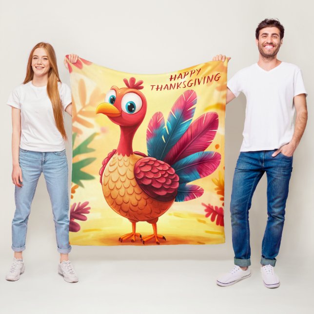 Cute Thanksgiving Turkey Fleece Blanket (In Situ)