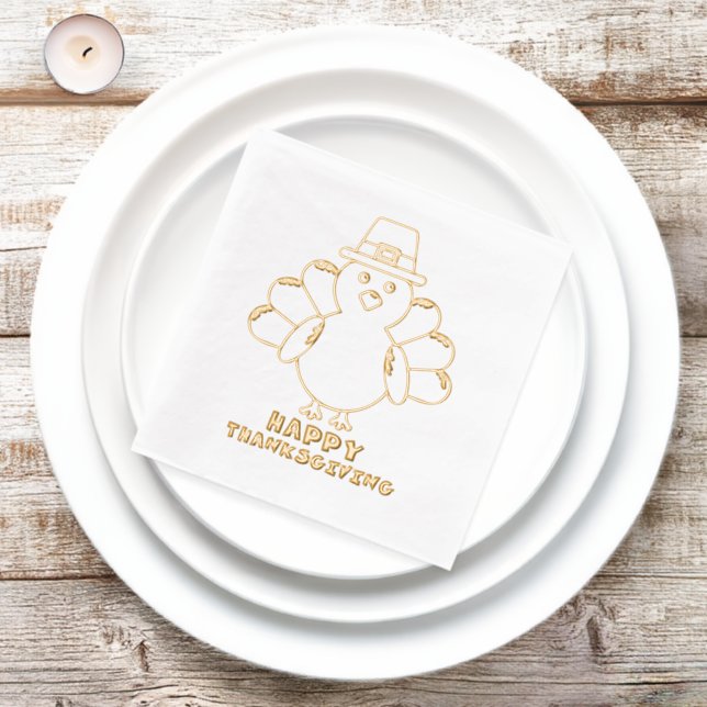 Cute Thanksgiving Turkey  Foil Napkins (Insitu)