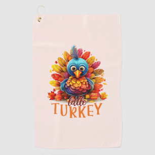 Cute Thanksgiving Turkey Golf Towel