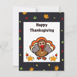 Cute thanksgiving turkey holiday card