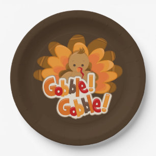 Cute Thanksgiving turkey Holiday Paper Plate