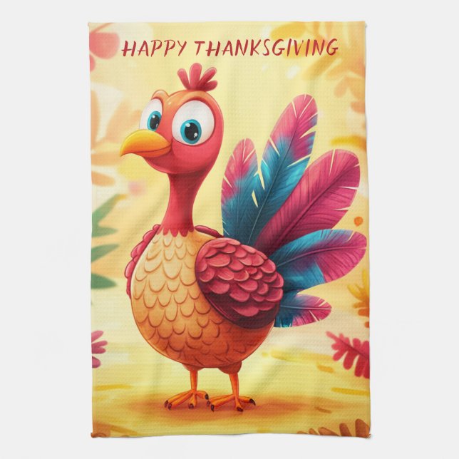 Cute Thanksgiving Turkey Kitchen Towel (Vertical)