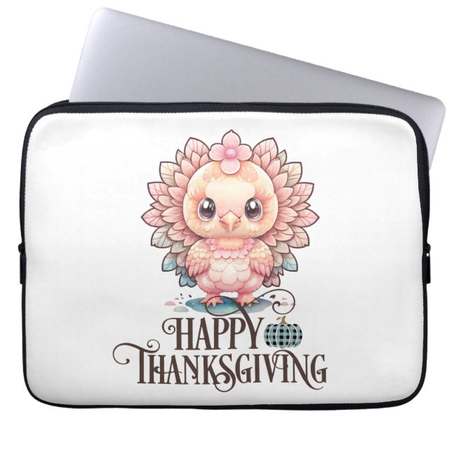 Cute Thanksgiving Turkey Laptop Sleeve (Front)