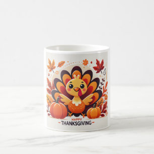 Cute Thanksgiving Turkey Mug Kawaii Autumn