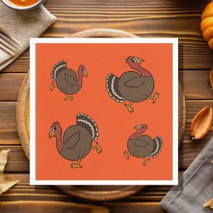Cute Thanksgiving Turkey Orange Paper Napkins