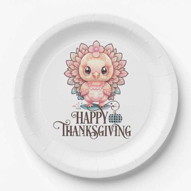 Cute Thanksgiving Turkey Paper Plate (Front)