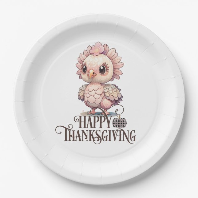 Cute Thanksgiving Turkey Paper Plate (Front)