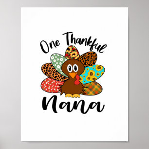 Cute Thanksgiving Turkey Plaid Sunflower Thankful  Poster