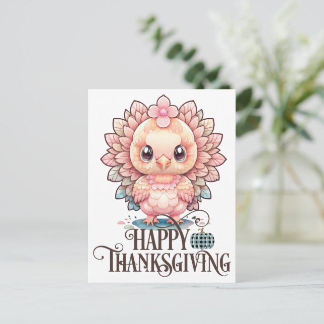Cute Thanksgiving Turkey Postcard (Standing Front)