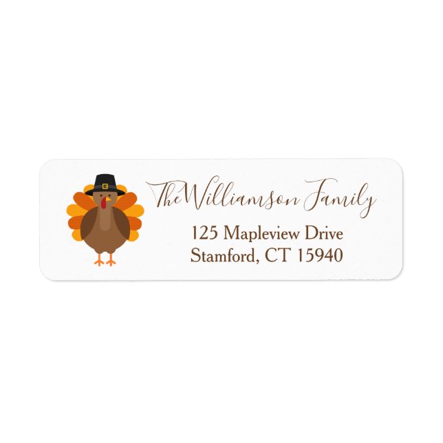Cute Thanksgiving Turkey Return Address Label (Front)