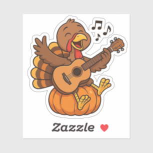 Cute Thanksgiving turkey with guitar