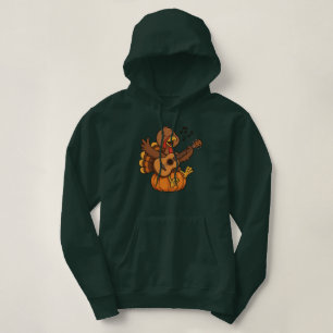 Cute Thanksgiving turkey with guitar Hoodie