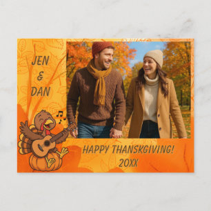 Cute Thanksgiving turkey with guitar Postcard