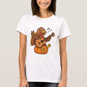 Cute Thanksgiving turkey with guitar T-Shirt