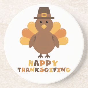 Cute Thanksgiving Turkey yellow Coaster