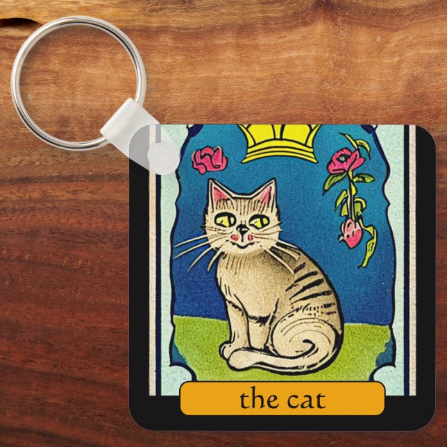  Cute The Cat Tarot Card Fortune Teller Funny Fun  Key Ring (Front)