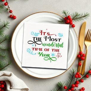 Cute 'The Most Woderful Time' Christmas  Napkin