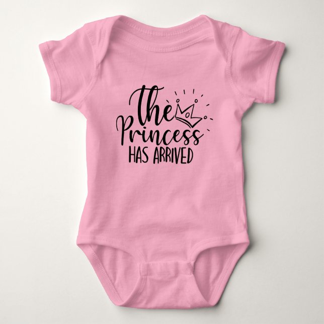 cute The Princess has arrived baby girl Baby Bodysuit (Front)