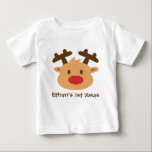 Cute the red nosed reindeer 1st Xmas Baby T-Shirt<br><div class="desc">Celebrate baby's first Christmas with this cute the red nosed reindeer design! An adorable design to wear for the holiday season and you just want to smile together with the design. Personalise with child's name!</div>