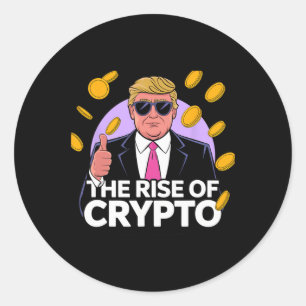 Cute The Rise Of Crypto Bitcoin Trump To The Moon  Classic Round Sticker