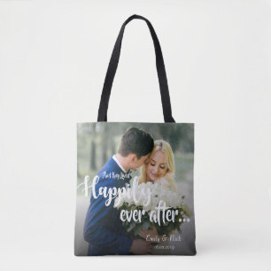 Cute They Lived Happily Ever After Photo Wedding Tote Bag