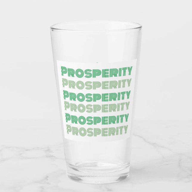 Cute Think Rich Thoughts Prosperity Green Message Glass (Front)