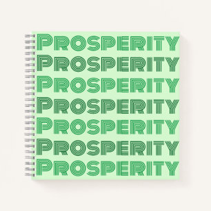 Cute Think Rich Thoughts Prosperity Green Message Notebook