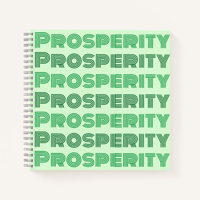 Cute Think Rich Thoughts Prosperity Green Message Notebook (Front)