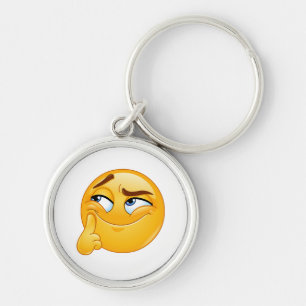 Cute Thinking Emoji Funny Smirking Face Golf Balls Key Ring