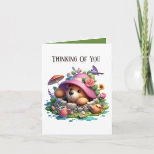 Cute thinking of you bear add message card