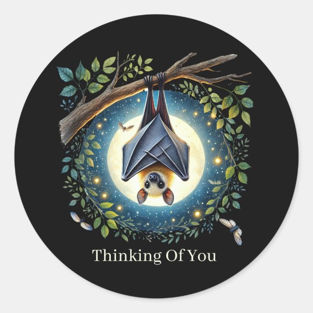 cute thinking of you customisable bat classic round sticker (Front)