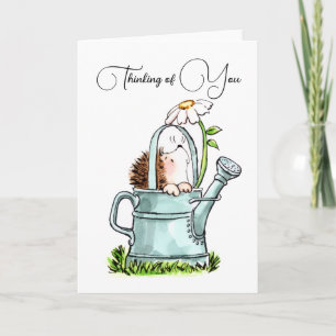 Cute Thinking of You Notecard with Hedgehog