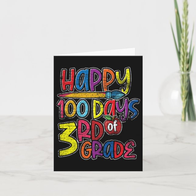 Cute Third Grade Student Kids Gift 100 Days Of Sch Card (Front)