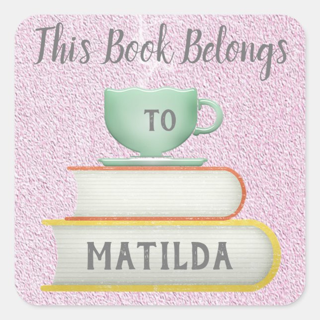 Cute This Book Belongs To Book Lovers Square Sticker (Front)