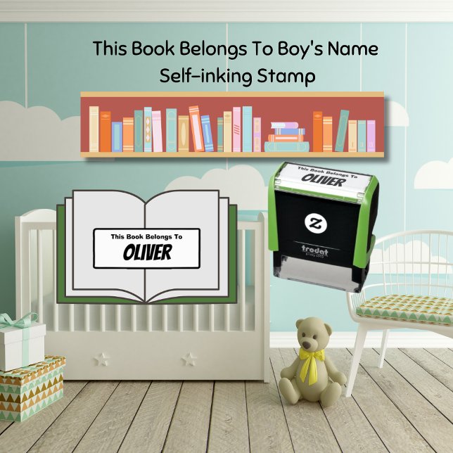 Cute This Book Belongs To Boy's Name  Self-inking Stamp (This Book Belongs To Boy's Name Self-inking Stamp)