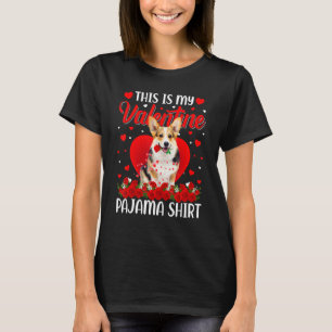 Cute This Is My Valentine's Day Corgi Dog Pajama T-Shirt