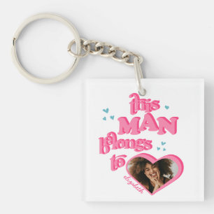 Cute This Man Belongs to GF Heart Photo T-Shirt Key Ring