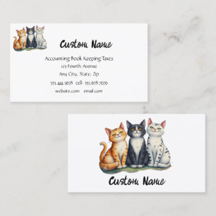 Cute Three Cats Kittens Pet Animals Business Card