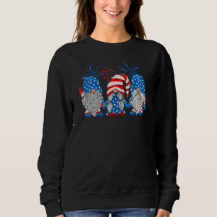 Cute Three Gnomes American USA Flag Fireworks 4th  Sweatshirt