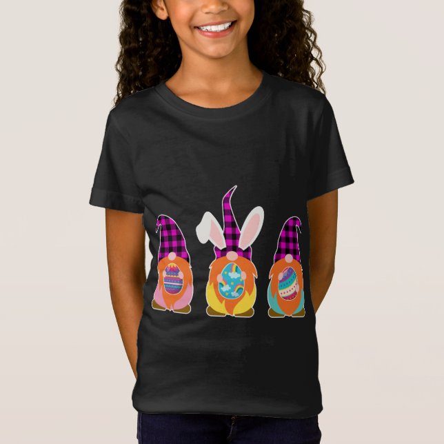 Cute Three Gnomes Holding Egg Happy Easter Day Men T-Shirt (Front)